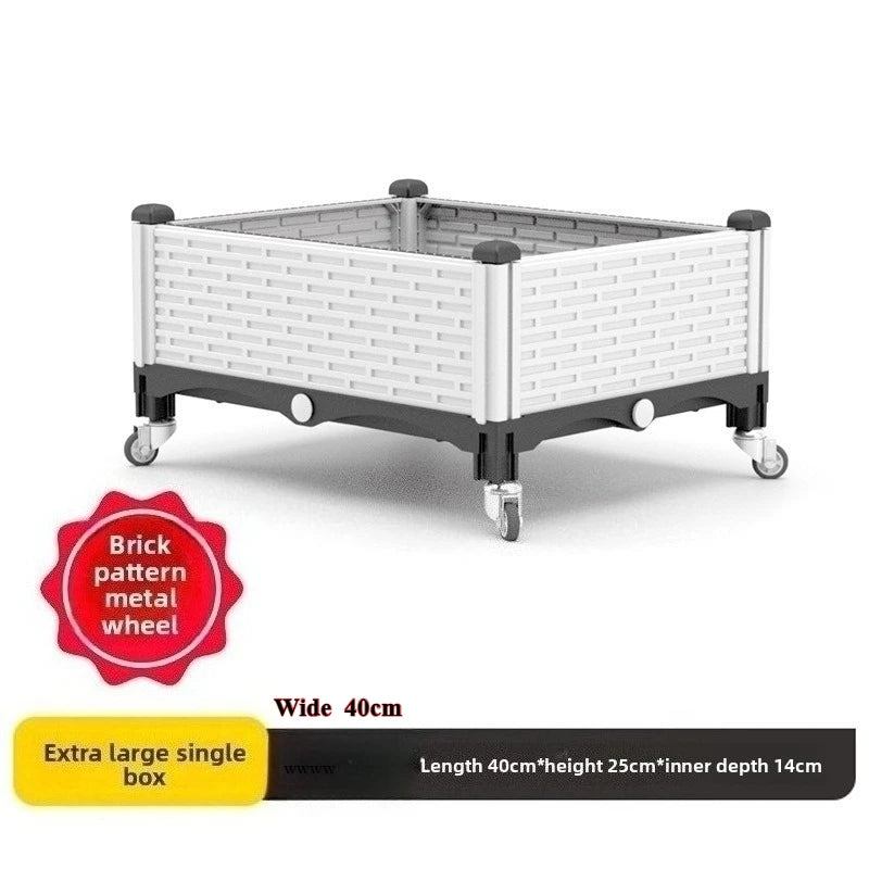 bac légumes blanc gris moderne roulettes drainage opacité motif brique