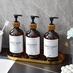 flacons bain marron rechargeables 500ml transparents minimaliste 3pcs pommade opaques Pompe étiquette