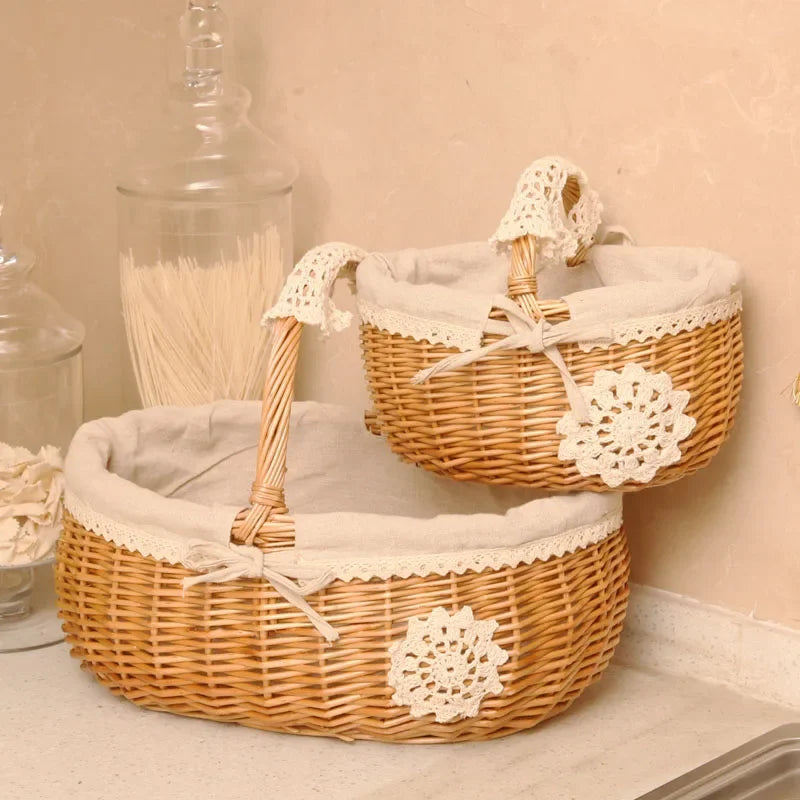 Panier en rotin multifonction utilisé pour le rangement de fruits