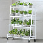 étagère roulettes blanc moderne niveaux support plantes intérieur extérieur assemblage métal