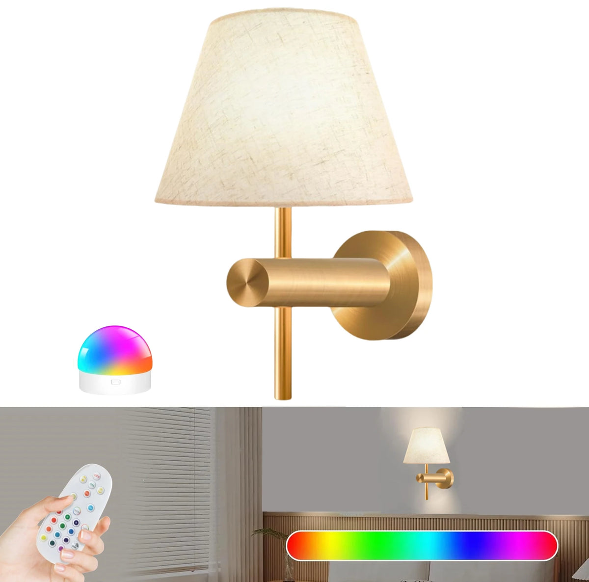lampe murale rechargeable led couleurs rgb télécommande moderne minimaliste fixée mur