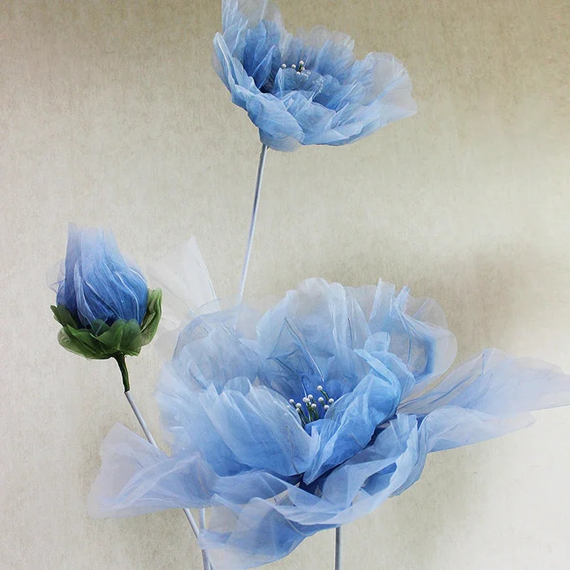 décoration mariage fleurs artificielles roses décoratives extérieur intérieur orange violet rose bleu semi transparents