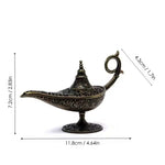lampe huile artisanale bronze ornements floraux géométriques vintage décoration intérieure