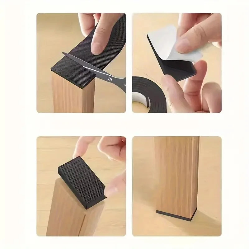 protections pieds meubles adhésives carrées rectangles cylindriques texture alvéolée noir meuble minimaliste utilitaire