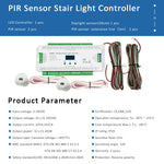 contrôleur d'éclairage escalier détecteur mouvement PIR blanc led strip moderne 12VDC câble affichage oled