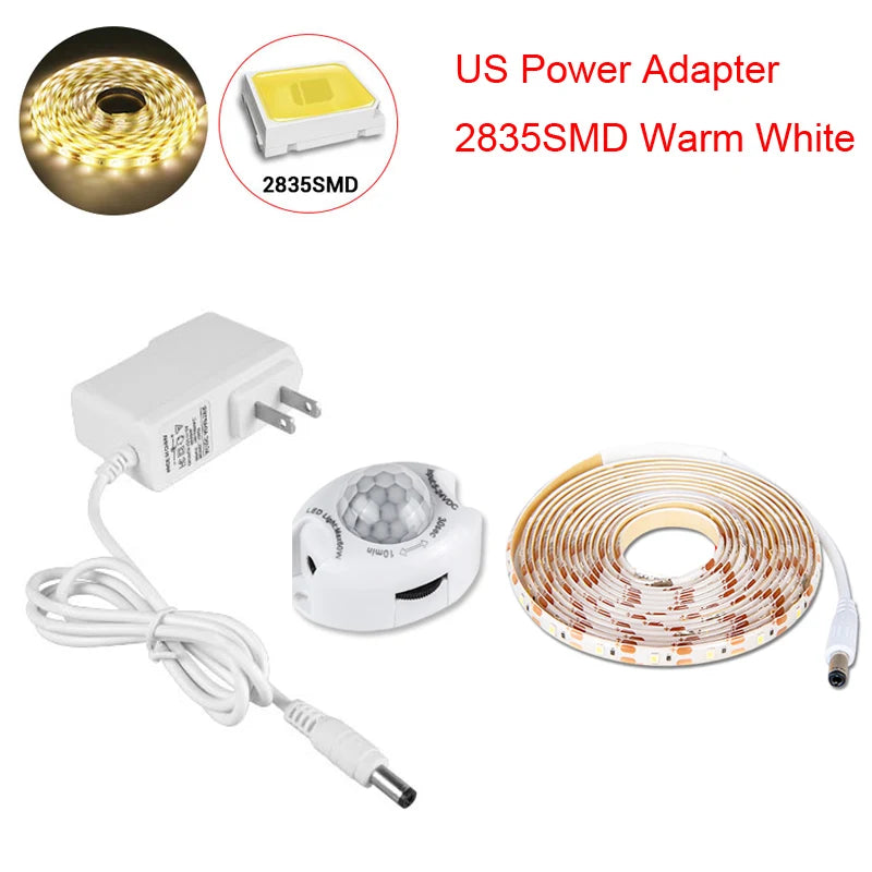 bande led détecteur mouvement blanc blanc chaud moderne adhésif 1m 3m 5m étanche veilleuse