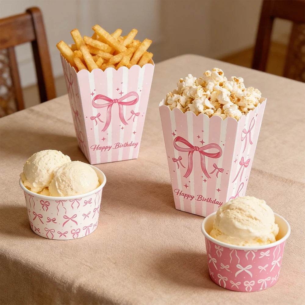 assiettes jetables rose étoiles anniversaire enfant mariage festives autocollants popcorn frites
