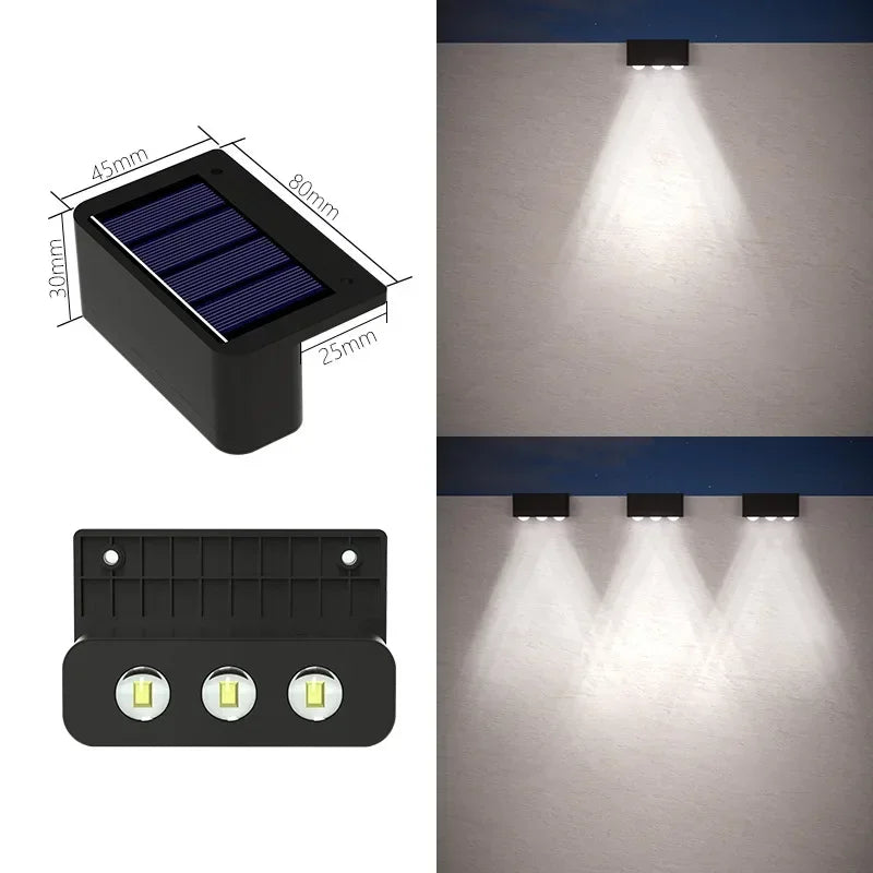 appliques murales led solaires noires contemporaines panneau solaire 80x45x30 mm