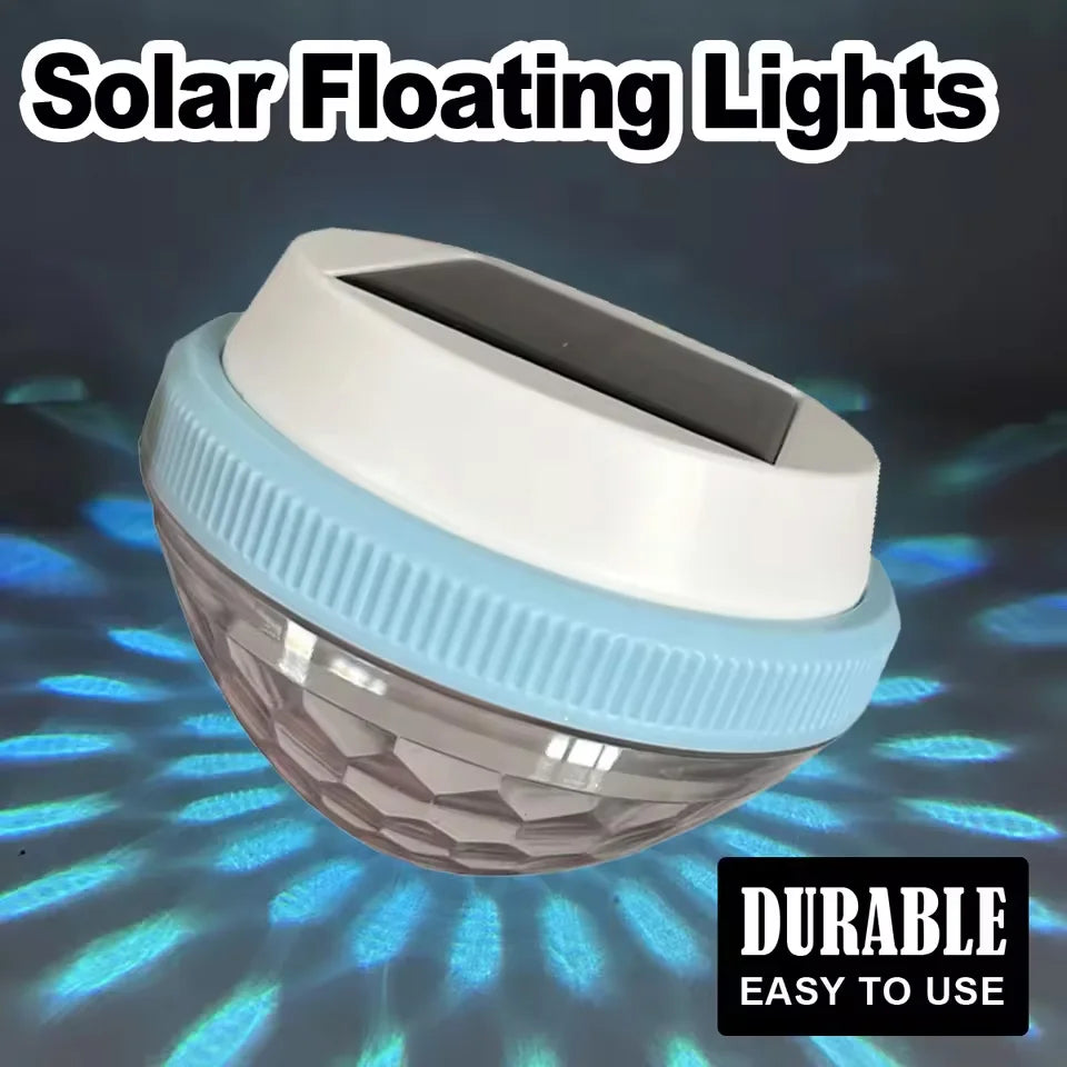 lampe solaire flottante bleu clair transparente motifs géométriques rechargeable extérieur nocturne led moderne