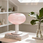 lampe table moderne rechargeable led orange rose bleu brillante base métallique sans fil