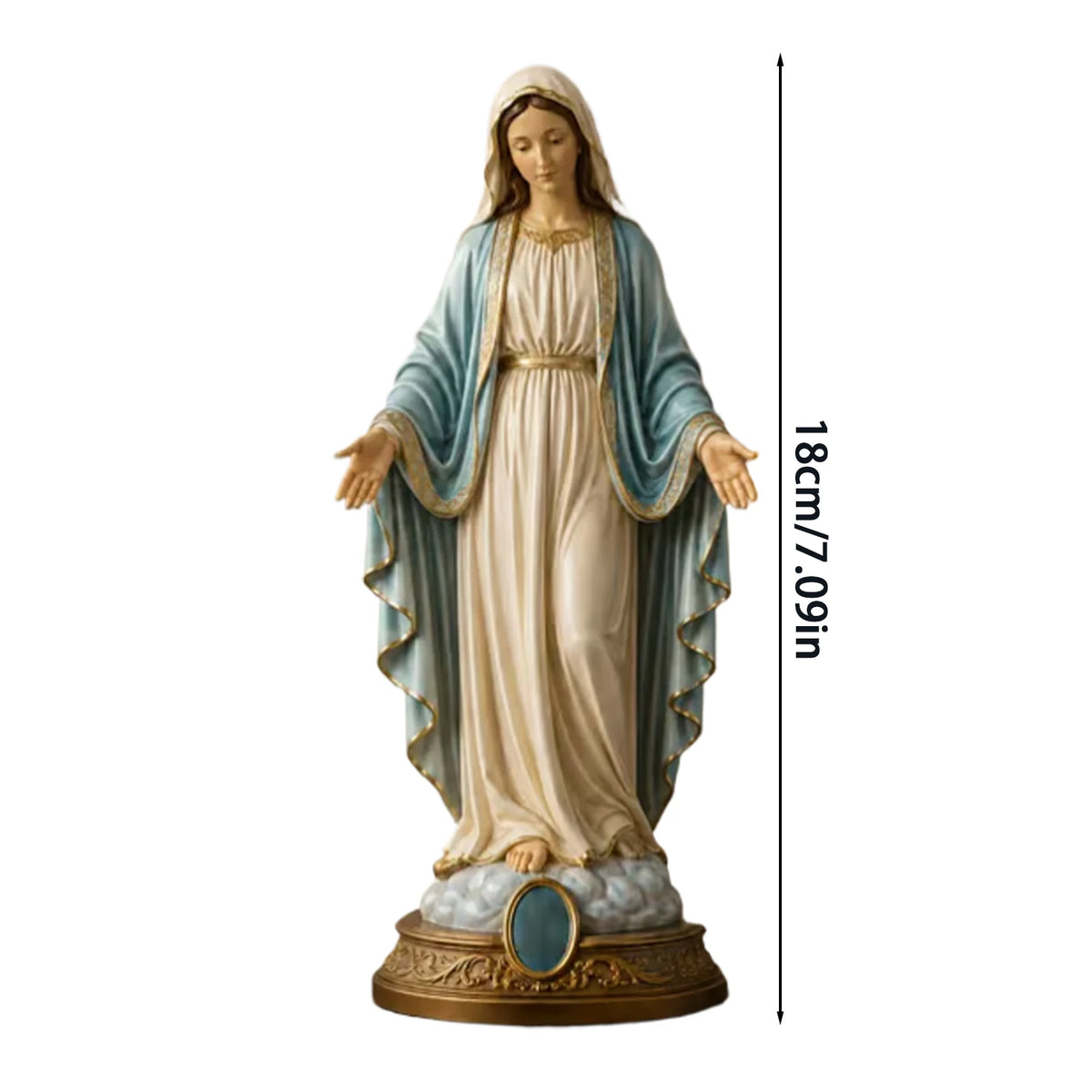statue sacre coeur jesus resine dorée bras ouverts decoration maison religieuse 18cm