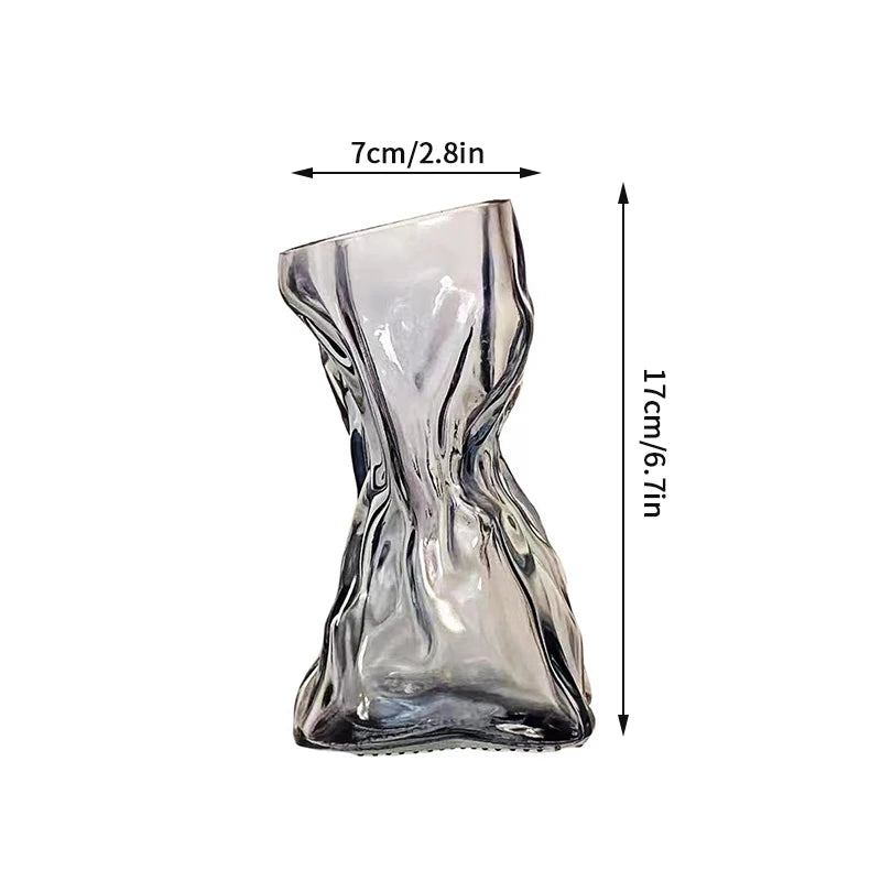 vase transparent verre texturé moderne intérieur décoration florale artificielle minimaliste table accueil