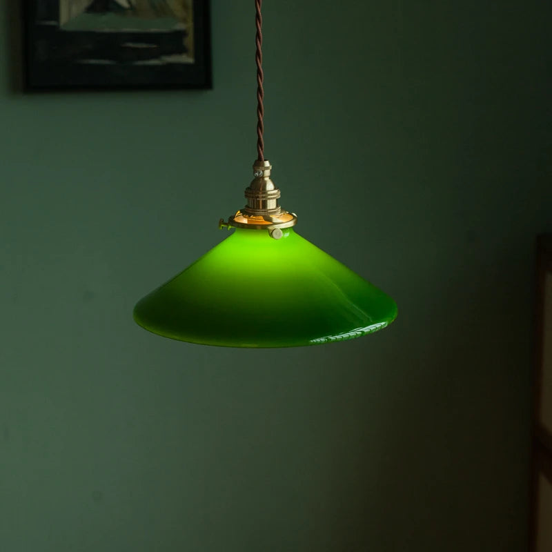 lampe suspendue vintage vert ombre matériau pierre verre 25cm ajustable 200cm autonomie e27