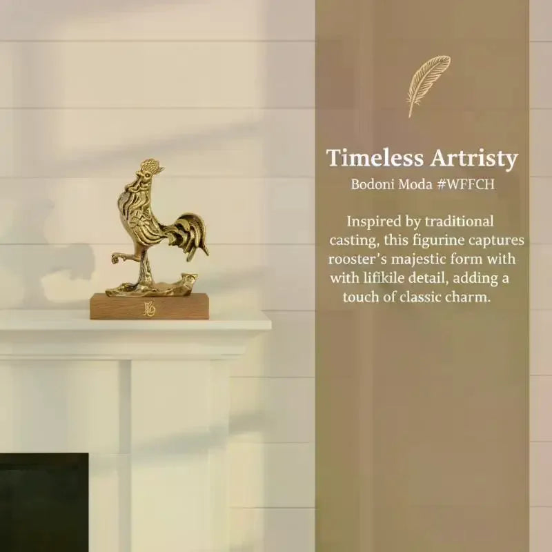 statue coq doré bronze texturé détails sculptés traditionnel artistique dimensions 4cm 6.5cm