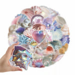 coquillages adhésifs iridescents rose violet blanc naturels décoration murale enfants stickers 50pcs
