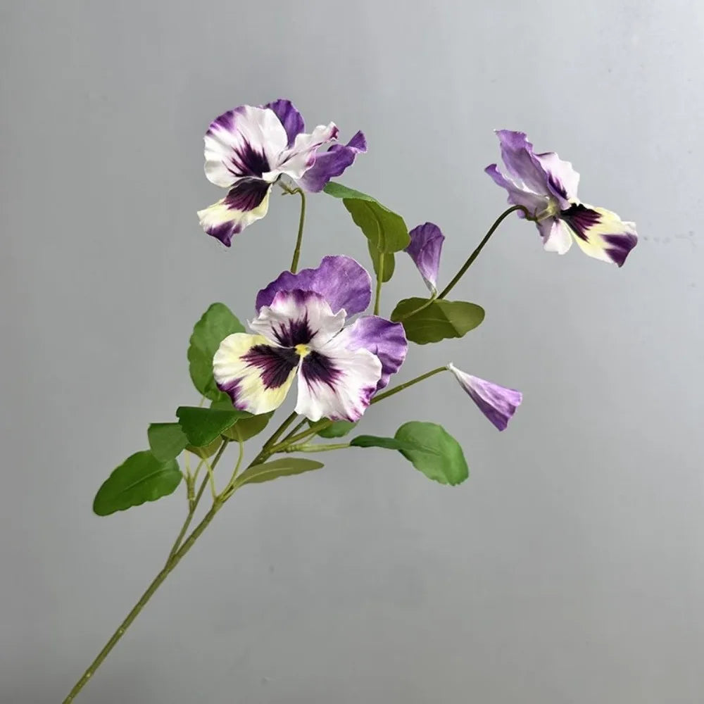 bouquet artificiel violet blanc jaune fleurs motifs feuilles vertes decoration maison anniversaire mariage