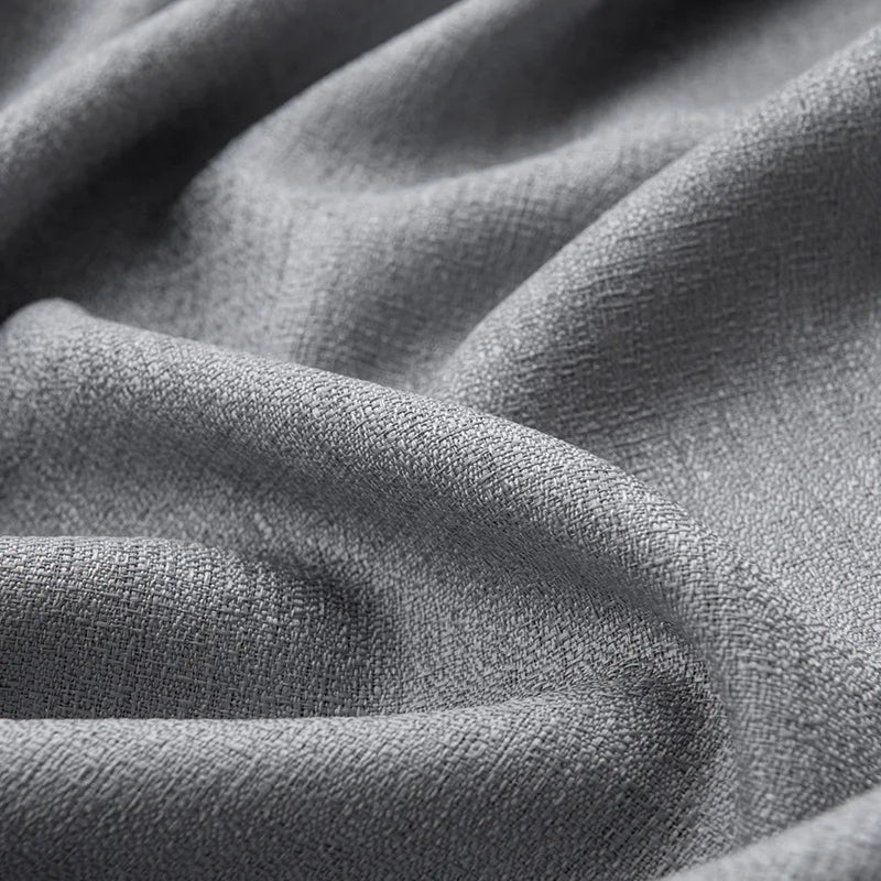 rideau semi transparent polyester texturé pompons bohème blanc bleu gris decoration tringle cordons serrage