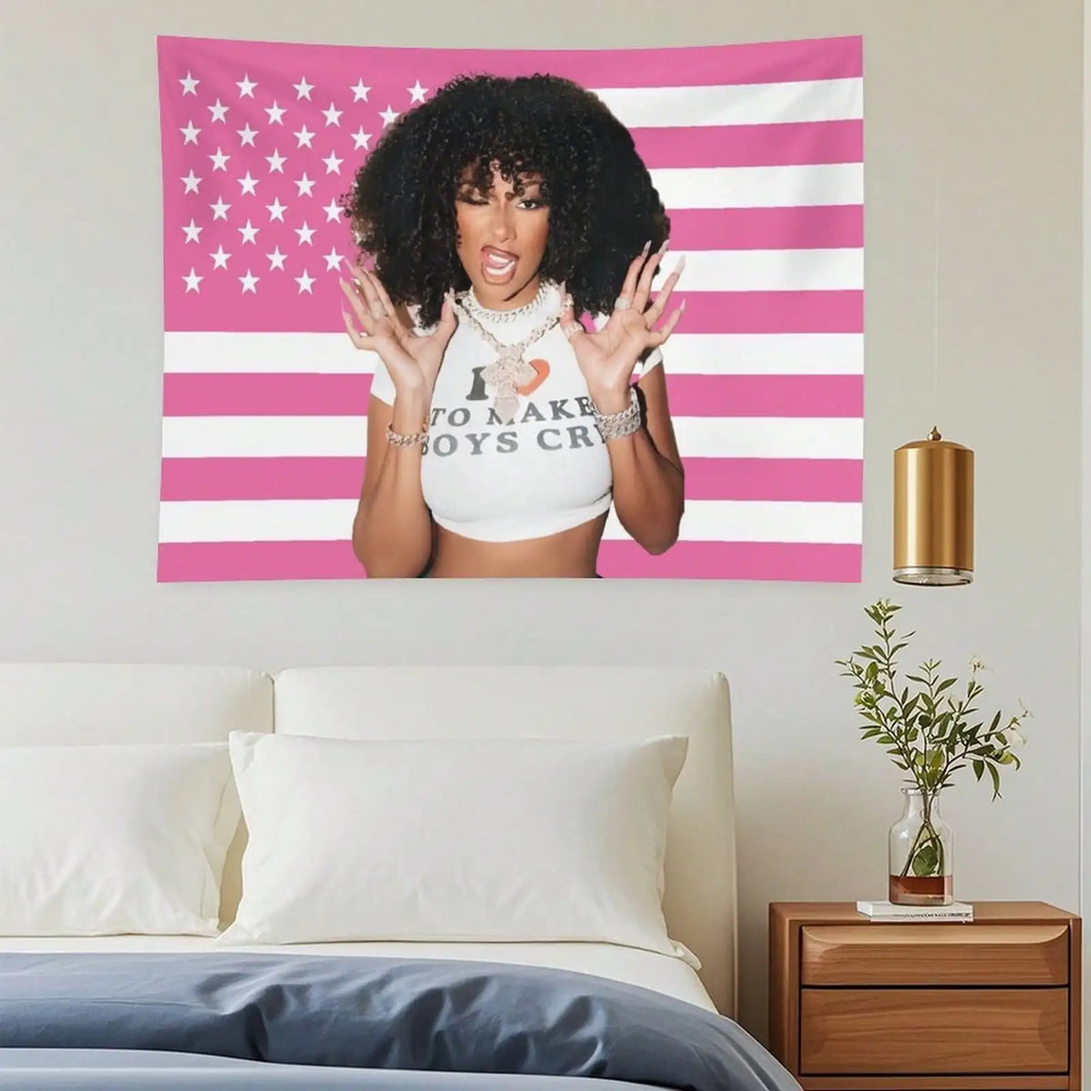 tapisserie rose étoiles moderne décoration murale pop art rayures horizontales polyester chambre salon
