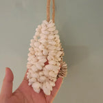 coquillage naturelles blanc beige artisanal suspension corde nouée décoration maison lisse opaques