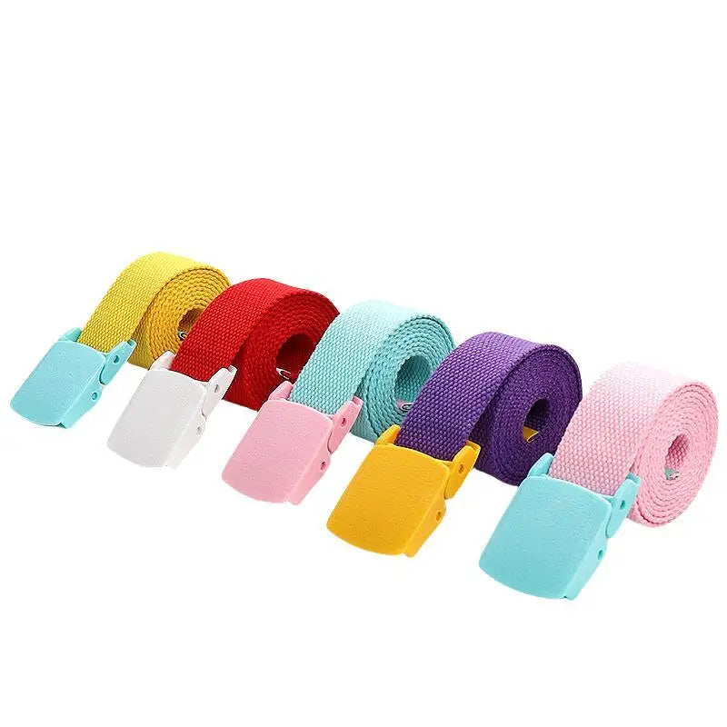 ceintures enfant toile rouge violet bleu clair jaune rose blanc beige