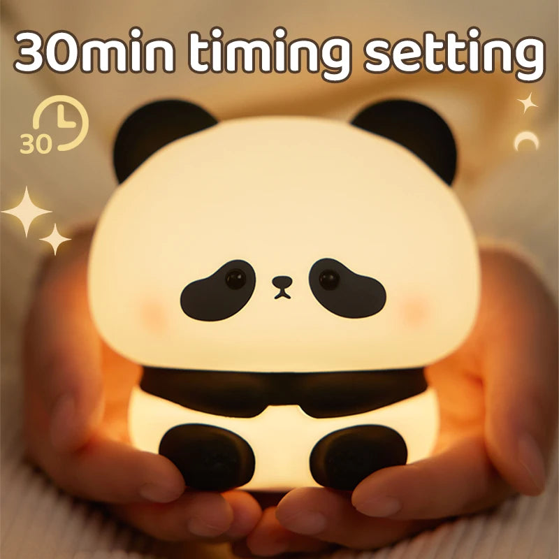 Veilleuse Panda en charge via câble USB Type-C