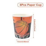 décoration fête anniversaire basket ball assiettes gobelets serviettes guirlande ballon bouteille table orange noir