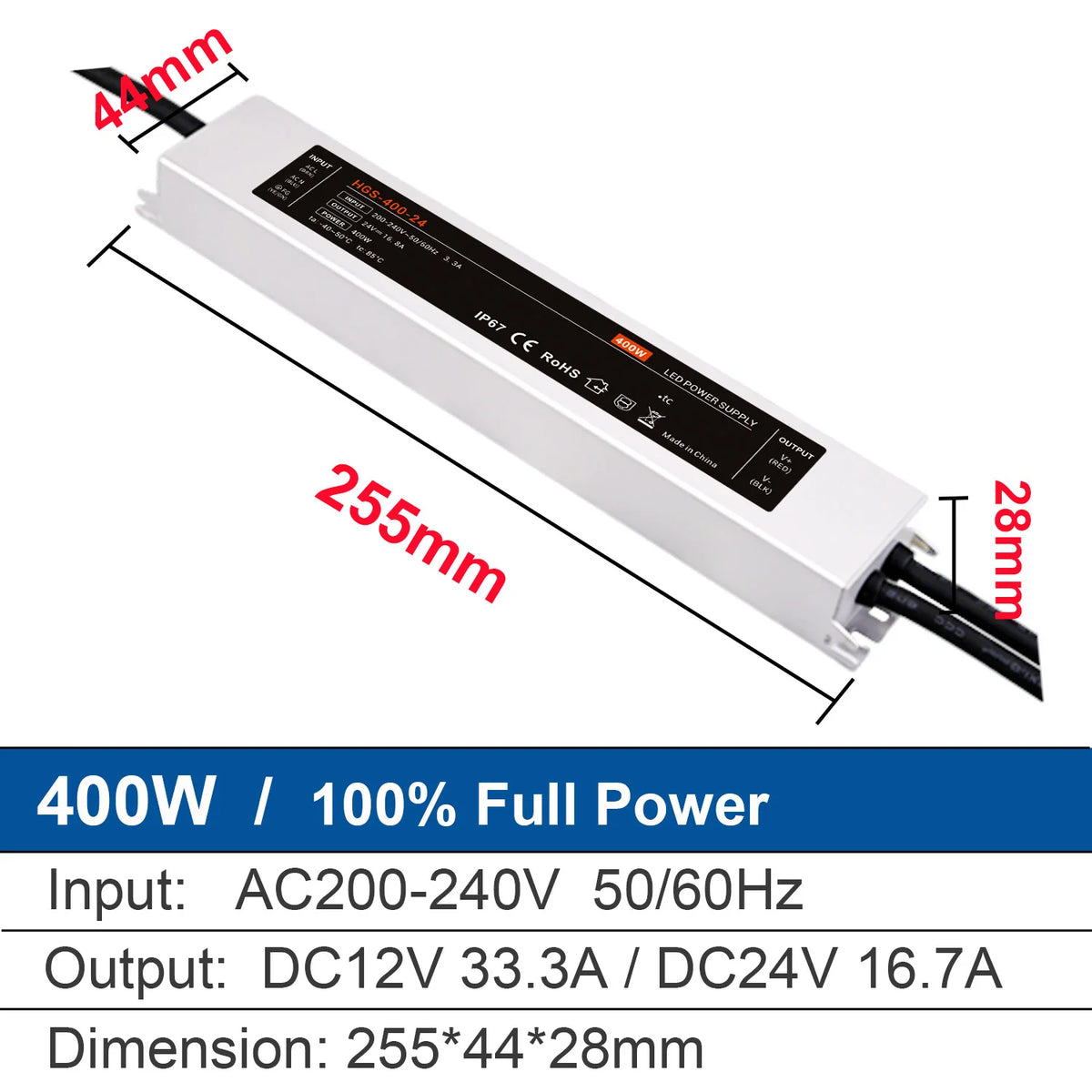 alimentation led 12v 24v 50w 100w 200w 300w 400w ip67 waterproof sans ventilateur moderne