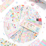 sticker livre pages stickers notes pochettes rangement anneaux métalliques motifs géométriques couleurs créatives mignonnels