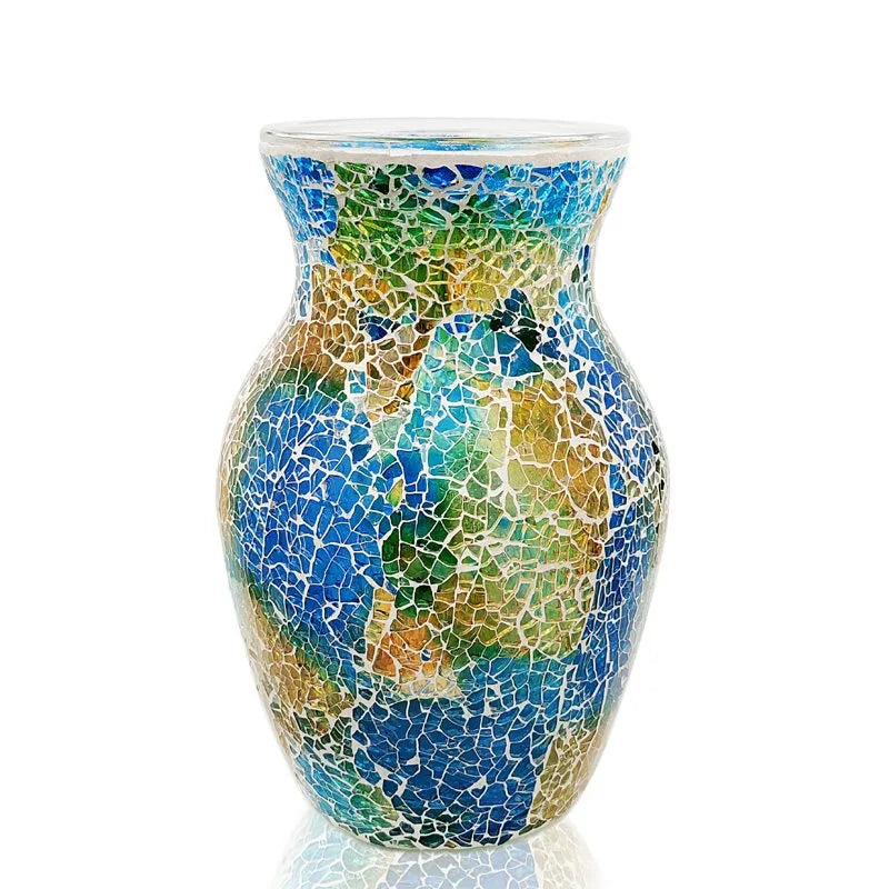 vase décoration intérieure moderne mosaïque multicolore doré argenté table chambre entree
