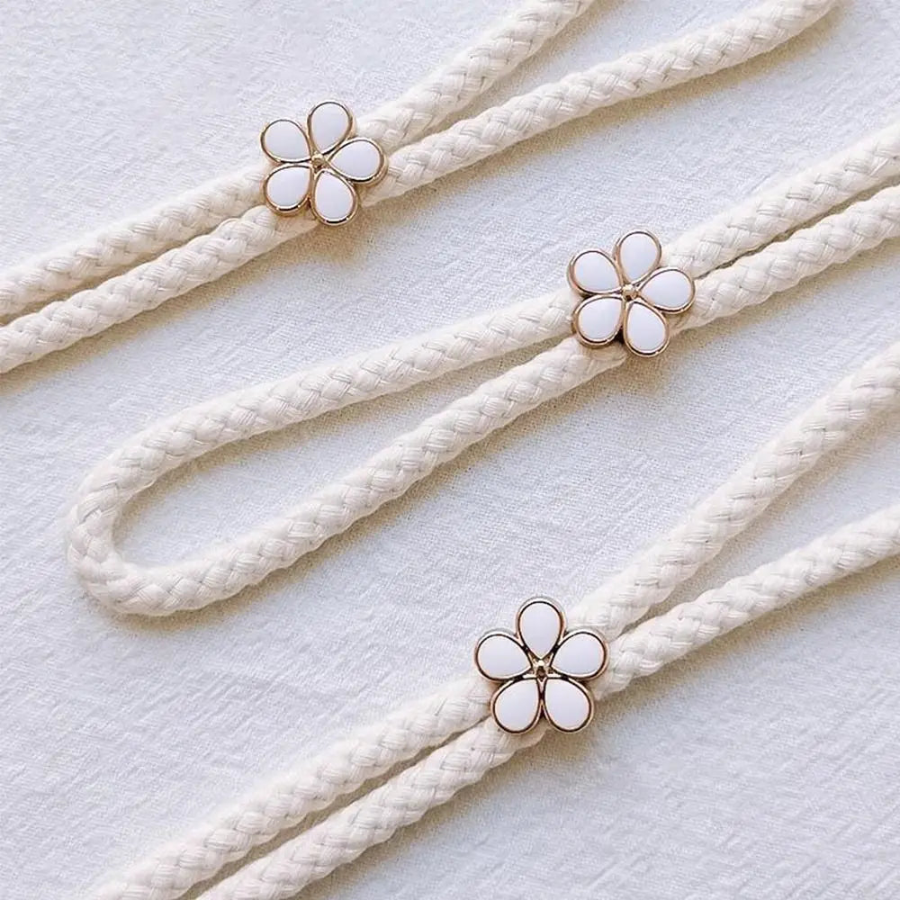 rubans rideaux fleurs relief rose clair jaune beige pompons clips métalliques