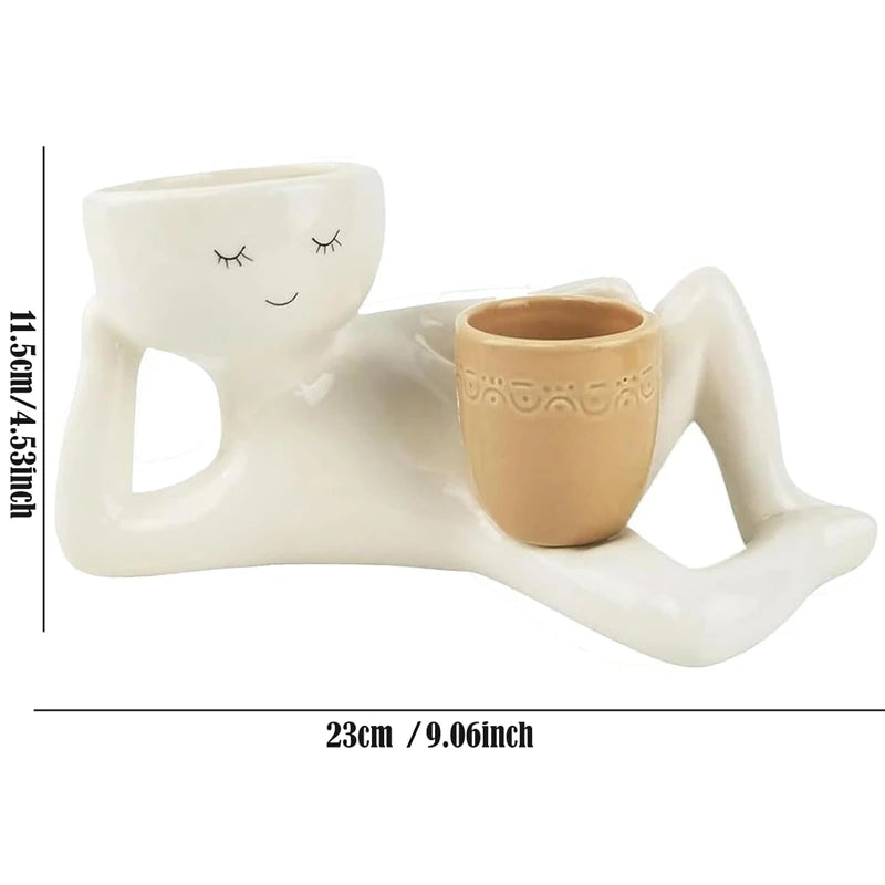 porte pots résine blanche moderne succulentes cactus plante humoristique decoration intérieure