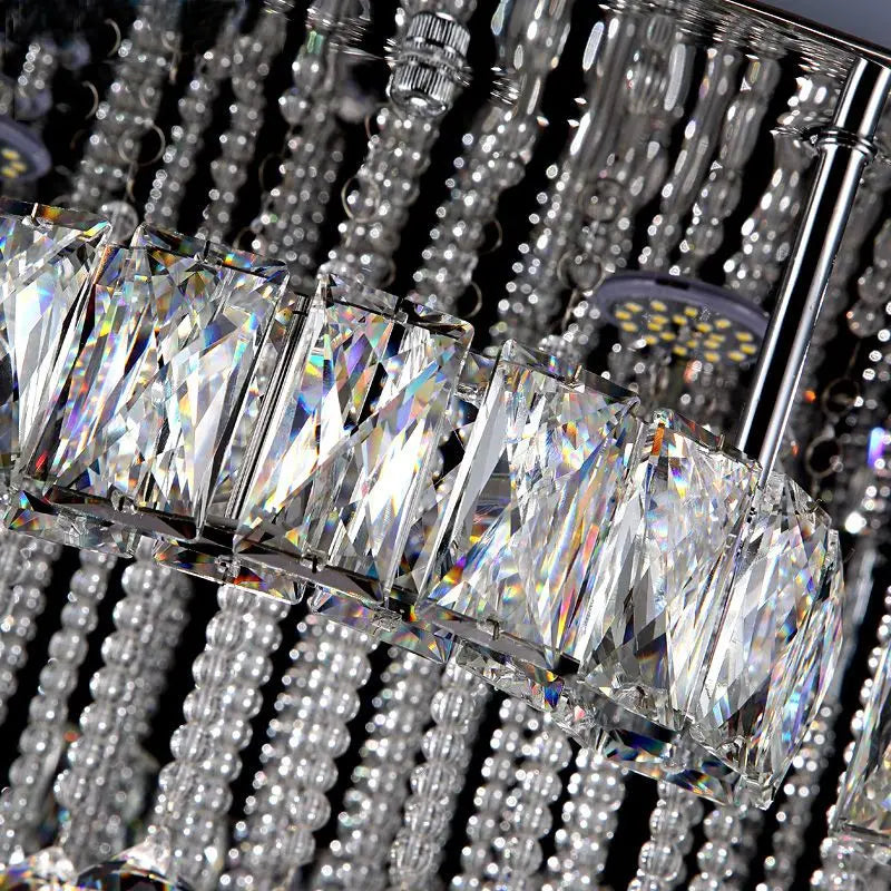 lustre cristal transparent classique éclairage salon lumière led moderne élégant six sources