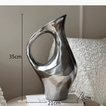 vase céramique moderne noir blanc argenté minimaliste sculpture décoration table opaque floral