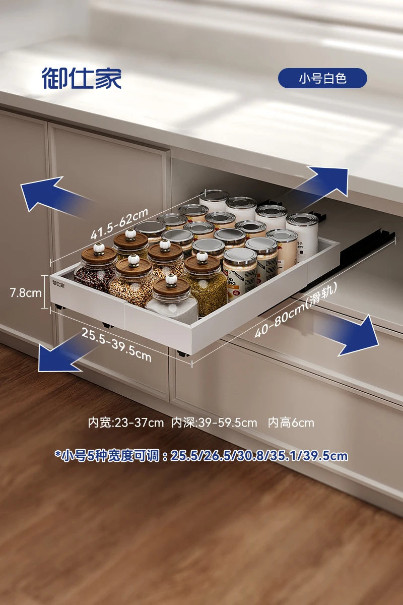 tiroir cuisine blanc moderne grille perforation largeur ajustable fixations multifonctionnels