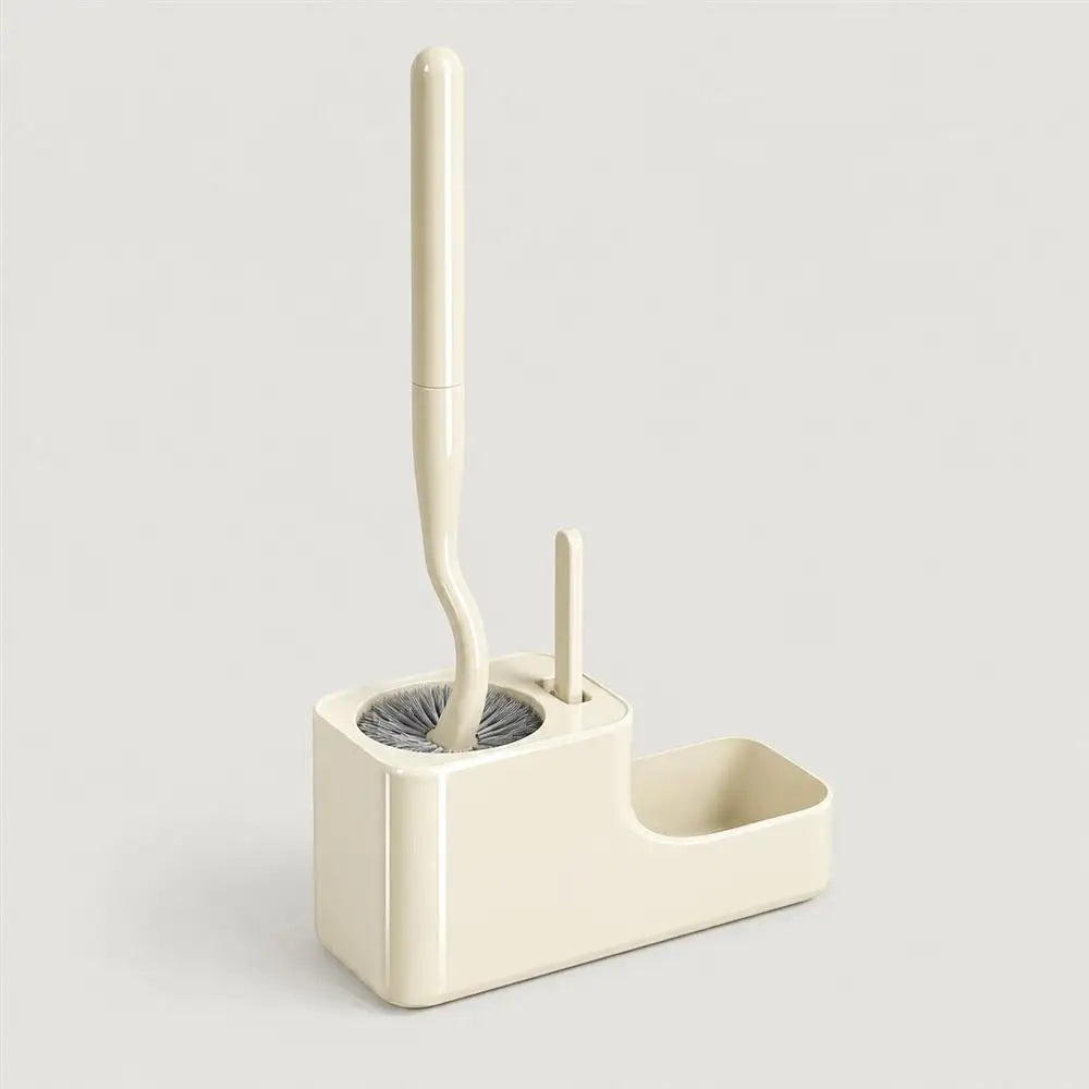 brosse wc long manche support mural beige bristles adhésif compartiment rangement moderne
