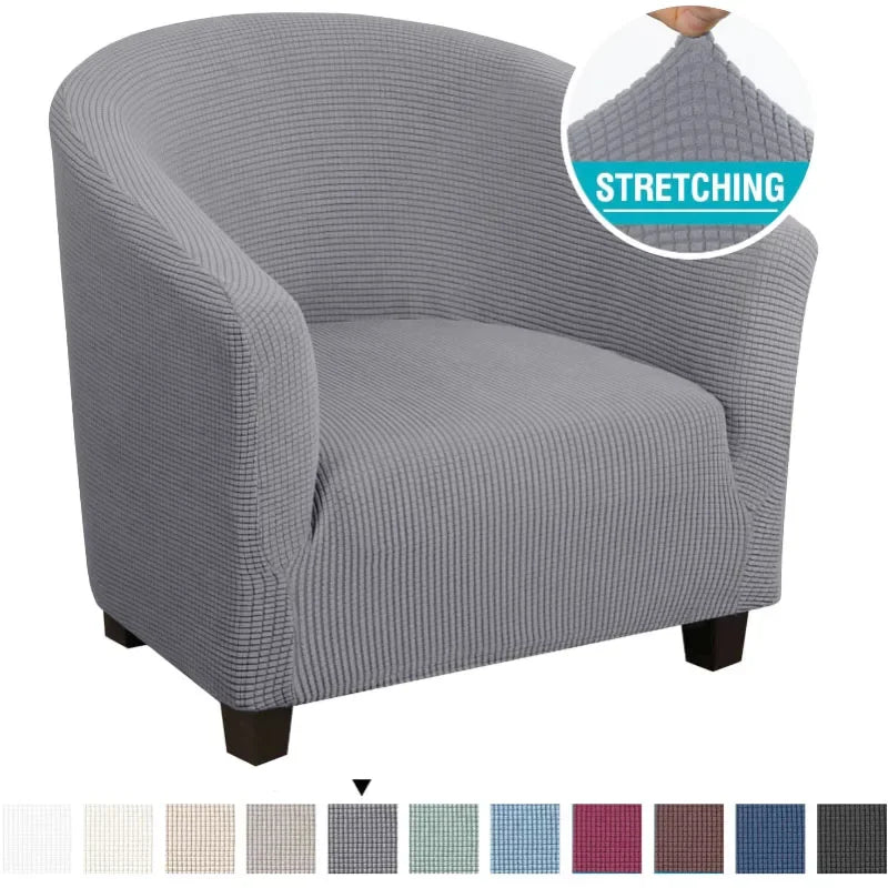 fauteuil moderne housse polyester jacquard gris élégants boutons protection salon automne hiver