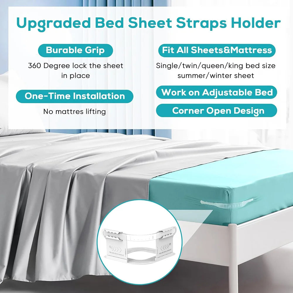 attaches draps angle réutilisables blanc bleu gris moderne minimalistes fixations coins matelas fournis pièces