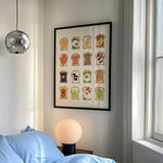 affiche moderne illustrations pain garnitures beige marron vert bleu orange blanc cadre épais salon