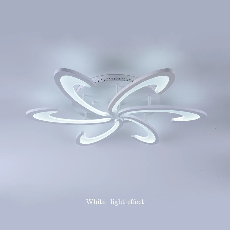 lampe suspendue moderne acrylique floral blanc éclairage quotidien led interrupteur bouton