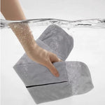 coussin voyage velours gris bleu confortable ergonomique ceinture sécurité sac rangement polyester coton