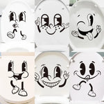 sticker autocollant visage souriant dessin animé noir salle bains décoration murale étanche pvc