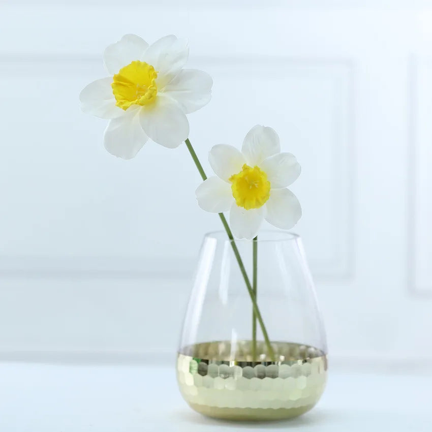 fleurs artificielles jonquille printemps décoration intérieure mariage blanc jaune 38cm 20pièces