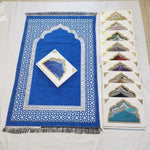 tapis prière islamique géométrique polyester bleu vert gris violet moderne