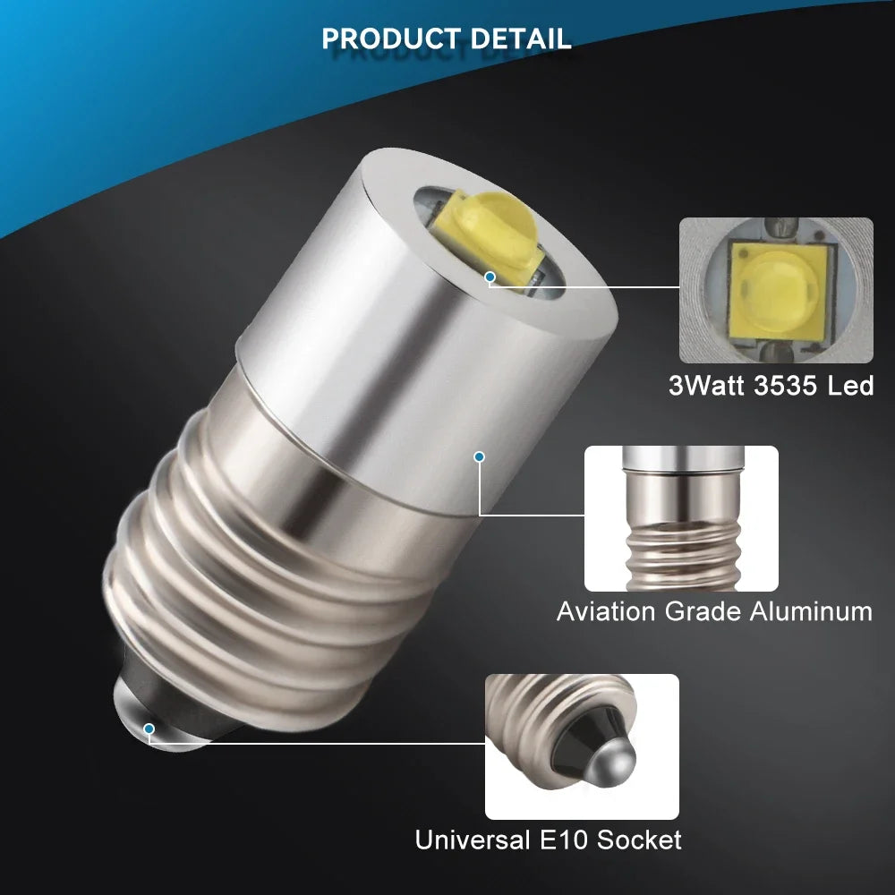 ampoule led 3w base e10 3v 45v argentée jaune moderne compact 3000k 6000k fcc