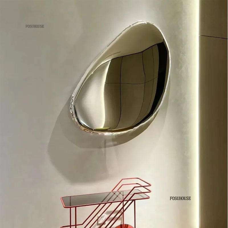 miroir moderne argenté géométrique deco murale chambre salon fixations adhésives grande taille various sizes