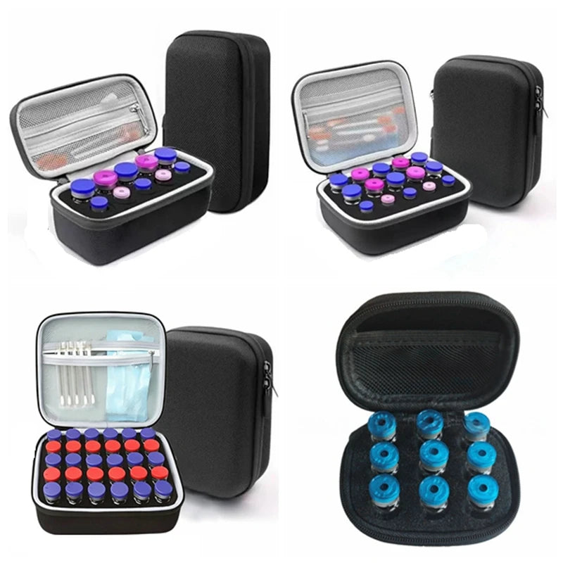boîtes rangement flacons insuline noir zippées 10grids pratique compacte 3ml 5ml 10ml vials.storage
