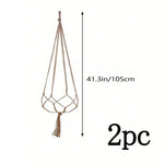 support plante suspendue macramé boho fibre végétale beige artisanalintérieurextérieur