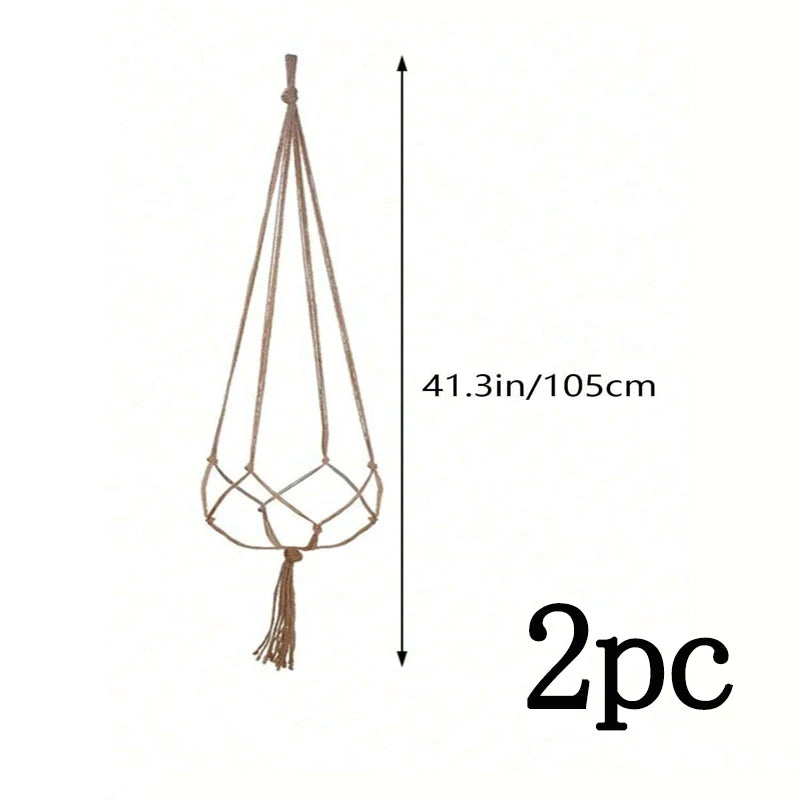 support plante suspendue macramé boho fibre végétale beige artisanalintérieurextérieur