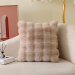 coussin carré moderne gris beige blanc rose pâle lavable 45x45cm bouclé