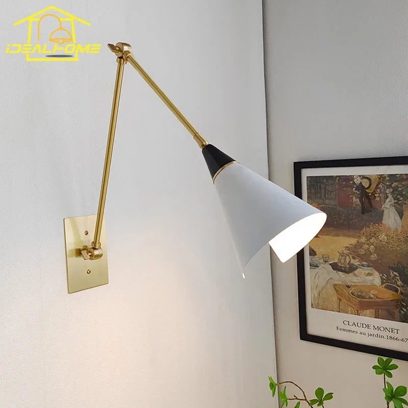 lampe murale articulée or noir moderne plaque murale LED amovible certifications multiples